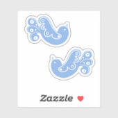 Sticker Oiseaux Bleus Blancs Folk Scandi (Feuille)