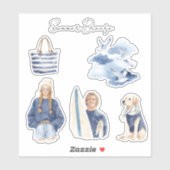 Sticker Oiseaux Bleus Nuages Brise d'Été (Feuille)