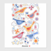 Sticker Oiseaux dans un jardin Aquarelle Peinture nature (Feuille)