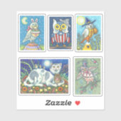 STICKER OISEAUX D'ART FOLK, OISEAUX DE VACANCES BALNÉAIRES (Feuille)