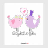 Sticker Oiseaux De Cartoon Adorables En Amour - Personnali (Feuille)