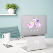 Sticker Oiseaux De Cartoon Adorables En Amour - Personnali (Ordinateur portable sur le bureau)
