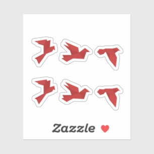 Sticker Oiseaux Origami rouge