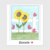 Sticker Oiseaux roses & tournesols (Feuille)