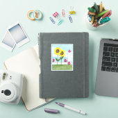 Sticker Oiseaux roses & tournesols (Couverture iPad)