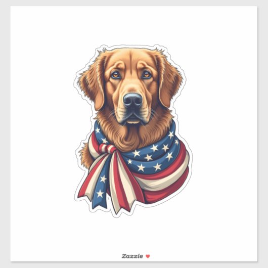 Sticker Old Glory Golden Retriever Vintage Shirt 2 (Feuille)