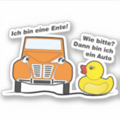 Sticker Oldtimer 2cv Je suis un canard de l'humour (Devant)