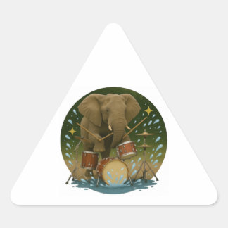 Sticker: Olifant speelt drums in een waterbad Driehoek Sticker