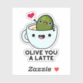 Sticker Olive You A Latte Funny Food Pun (Feuille)