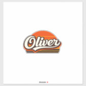 Sticker Oliver Retro Sunset Personalized Name Design (Feuille)