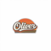 Sticker Oliver Retro Sunset Personalized Name Design (Devant)
