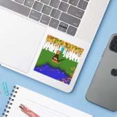 Sticker Oliver The Otter at River Wolf Lake à Autumn (Ordinateur portable avec iPhone)