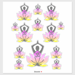 Sticker OM Namaste Spirituelle Lotus Fleur Yoga Pose