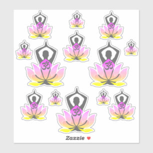 Sticker OM Namaste Spirituelle Lotus Fleur Yoga Pose