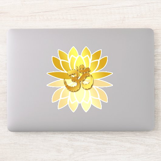 Sticker OM Omkara et Lotus Flower de couleur or (Ordinateur)