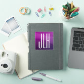 Sticker Ombre violet et initiales blanches ou autre texte (Couverture iPad)