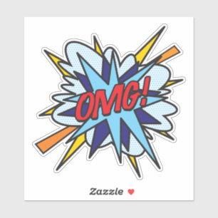 Sticker OMG Bande dessinée rétro Fun Pop Art