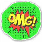 Sticker OMG Burst Pop Art Jaune Rouge Vert 4" Vinyl (Devant)