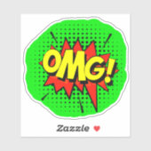 Sticker OMG Burst Pop Art Jaune Rouge Vert 4" Vinyl (Feuille)