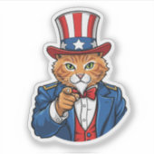 Sticker Oncle Sam Chat - Chat patriotique (Devant)