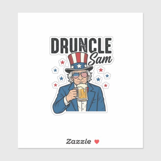Sticker Oncle Sam drôle de conception vectorielle de bière (Feuille)