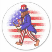 Sticker Oncle Sam Patriotique Drapeau Portant Bigfoot Juil (Devant)