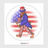 Sticker Oncle Sam Patriotique Drapeau Portant Bigfoot Juil (Feuille)