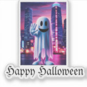 Sticker Ondes et lumières urbaines verdoyantes (Devant)