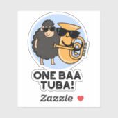Sticker One Baa Tuba Funny Music Sheep Pun (Feuille)