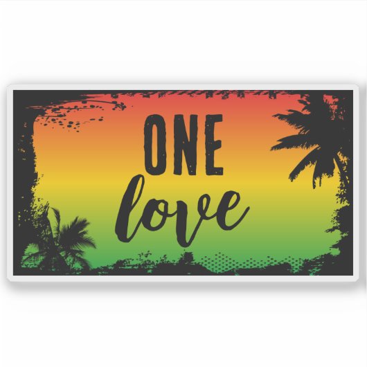 Sticker One Love Jamaican Rasta Tropical Peace (Devant)