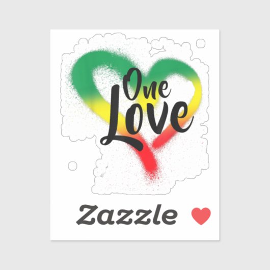 Sticker One Love One Heart Reggae Vibes (Feuille)