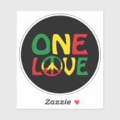 Sticker One Love, Reggae design (Feuille)