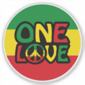 Sticker One Love, Reggae design avec des couleurs reggae (Devant)