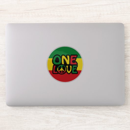 Sticker One Love, Reggae design avec des couleurs reggae (Ordinateur)