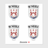 Sticker O'Neill Crest Traduction et signification irlandai (Feuille)