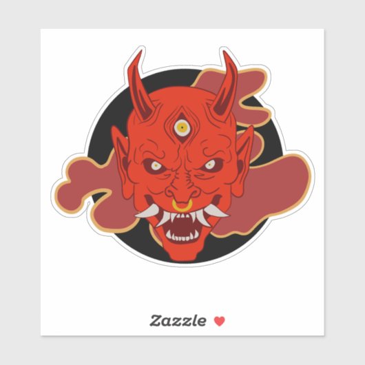 Sticker Oni japonais Hannya Masque Style traditionnel (Feuille)