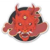 Sticker Oni japonais Hannya Masque Style traditionnel (Devant)