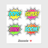 Sticker OOPS Super OMG Boom Burn Pop Art 4" Vinyl (Feuille)