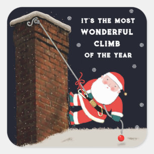 sticker op het kerstvierkant met rotsklimmen