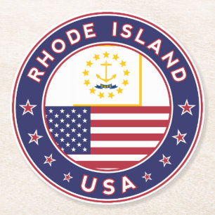 Sticker op Rhode Island, telefoonzaak, canvas tas Ronde Kartonnen Onderzetter