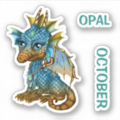 Sticker Opale d'octobre de dragon de bébé de pierre (Devant)
