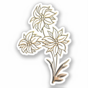 Sticker or et tournesols noirs nature art Motif