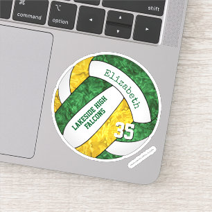 Sticker or vert volley-ball des filles avec nom de la masc