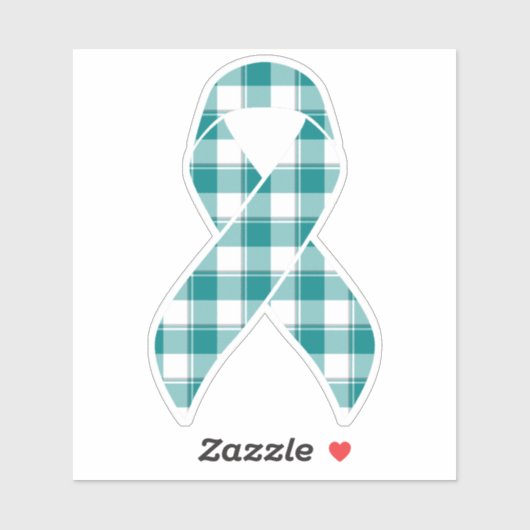 Sticker Oral Cancer Awareness Plaid Teal Ribbon (Feuille)