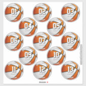 Sticker orange blanc basketball 13 noms des membres de l'é (Feuille)