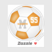 Sticker Orange blanc équipe couleurs filles garçons soccer (Feuille)