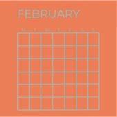 Sticker Orange Blue Tosca février Calendrier non daté (Devant)