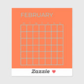 Sticker Orange Blue Tosca février Calendrier non daté (Feuille)