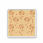 Sticker Orange Brown Flower Outline Pattern (Devant)