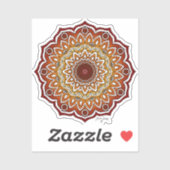 Sticker Orange & Brown Spiral et Floral Mandala (Feuille)